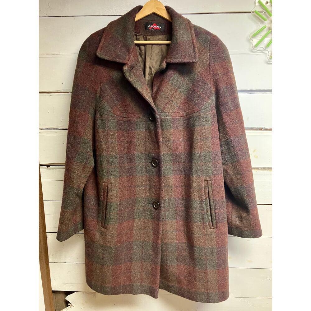Alora Women's Wool Blend Plaid Coat - Brown & Green